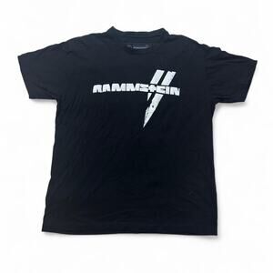 Rammstein Metal Band Logo Double Sided Tee Black T-shirt Large